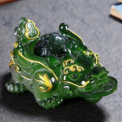 1pc Retro Golden Toad Statue Resin Color Changing Tea Pet Tea Figurine Ornament