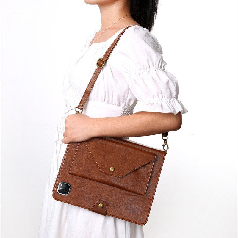 Leather Case with Crossbody Strap for iPad Air 11"/ 10th/11th/12th/13th/Samsung