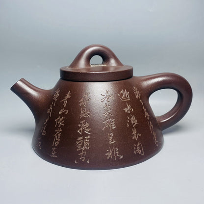 Vintage Chinese Yixing Purple Clay Teapot Zisha Ceremony Carving Collectible Art