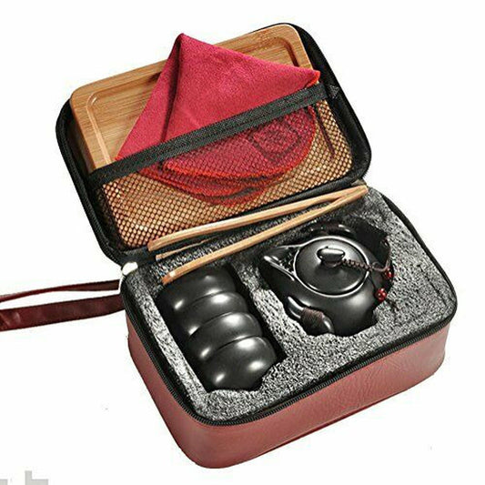 Portable Ceramic Kungfu Tea Set Chinese Style Handmade Teapot and Teacups Travel