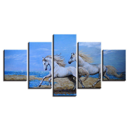 Galloping White Horses Running Horse Canvas Prints Painting Wall Art Home Decor