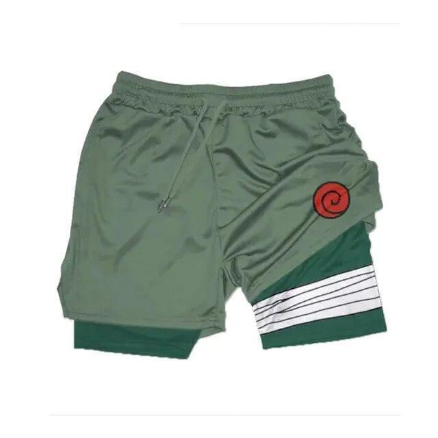 2 in 1 Itachi Quick Dry Short Anime Running Training Joggers Fitness Gym Sports