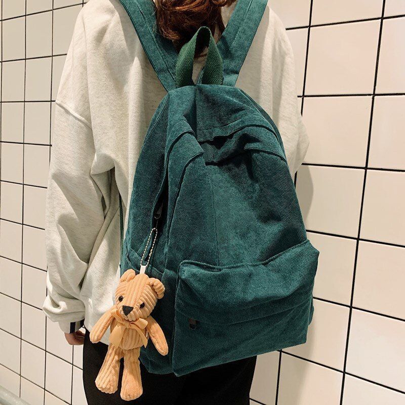 Fashion Corduroy Backpack Anti-theft Shoulder Bag School Backpacks Polyester 1PC