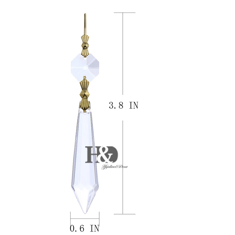 25 Clear Chandelier Crystal Lamp Prisms with Gold Hook Hanging Drop Pendant 55mm