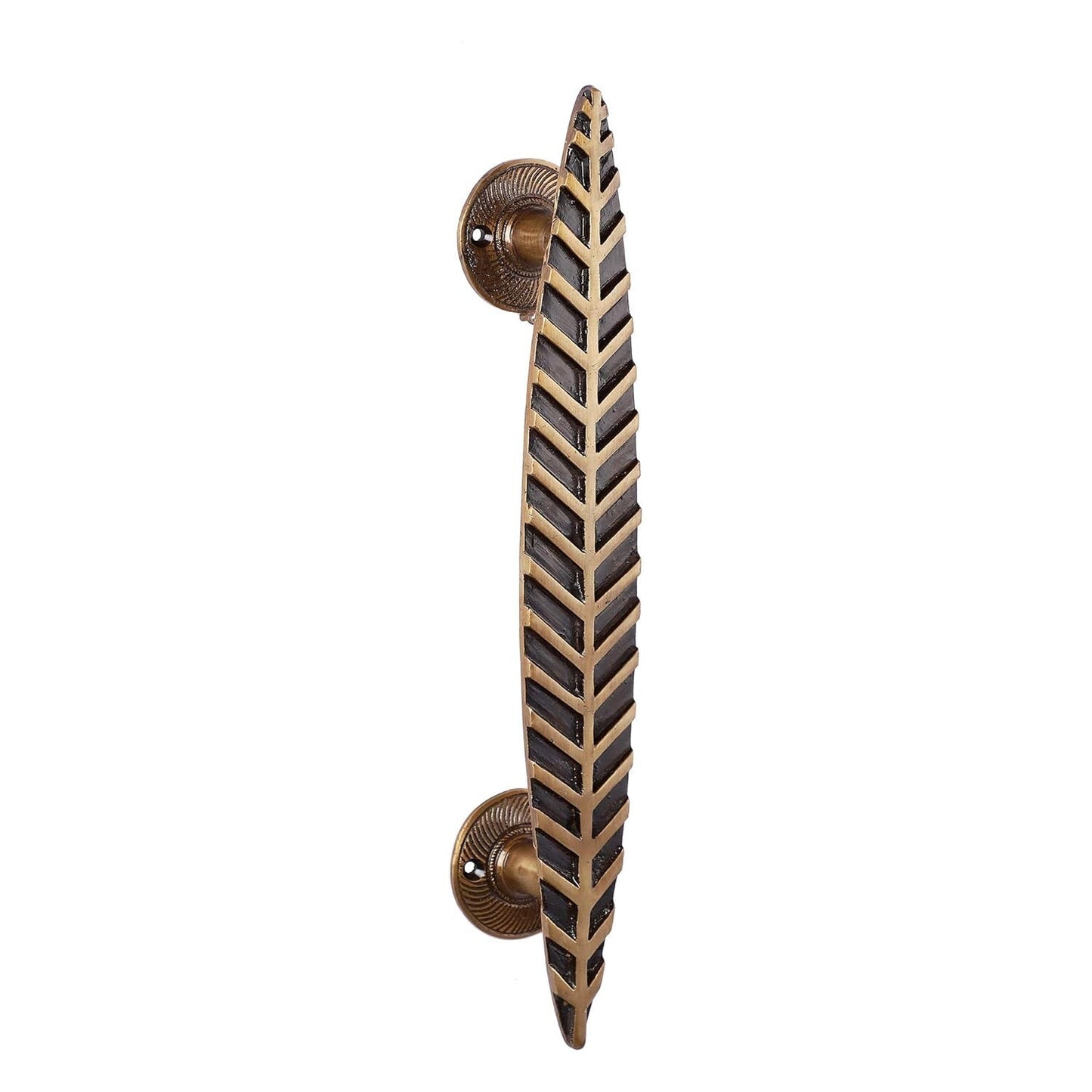 Set of 2 Antique Look Brass Leaf Design Brass Door Handle Pair 12 Inches