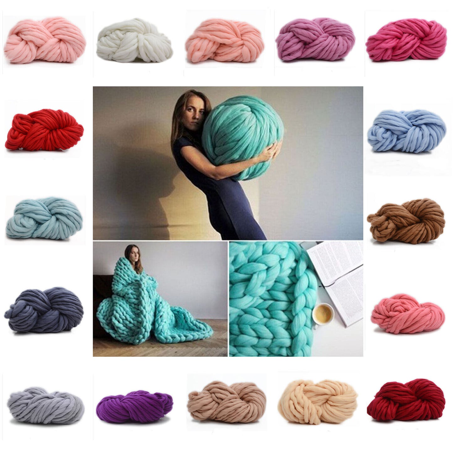 Hot Sale 250g Chunky Wool Yarn Bulky Arm Knitting Wool Roving Crocheting Yarn