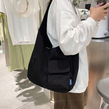 Simple Shoulder Bag Japanese Style Nylon Tote Bag Large Capacity School Handbags
