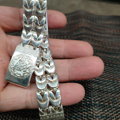 chinese Asian old tibet silver hand cast statue bracelet jewel gift nice