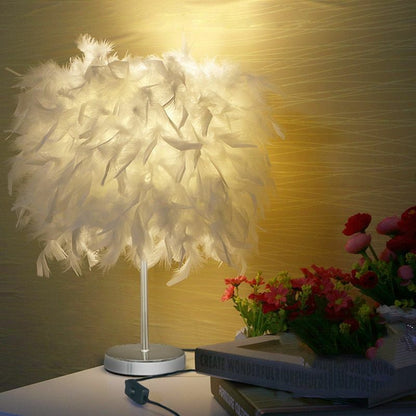 Feather Crystal Table Lamp Bedside Reading Room Sitting Heart Bedroom Light Gift