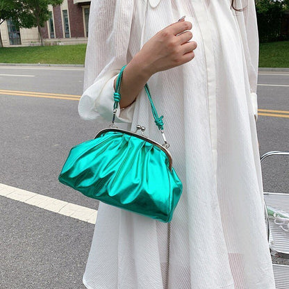 Sparkles Crossbody Bag Silver Green Clip Shell Handbag Chain Shoulder Purse 1 PC