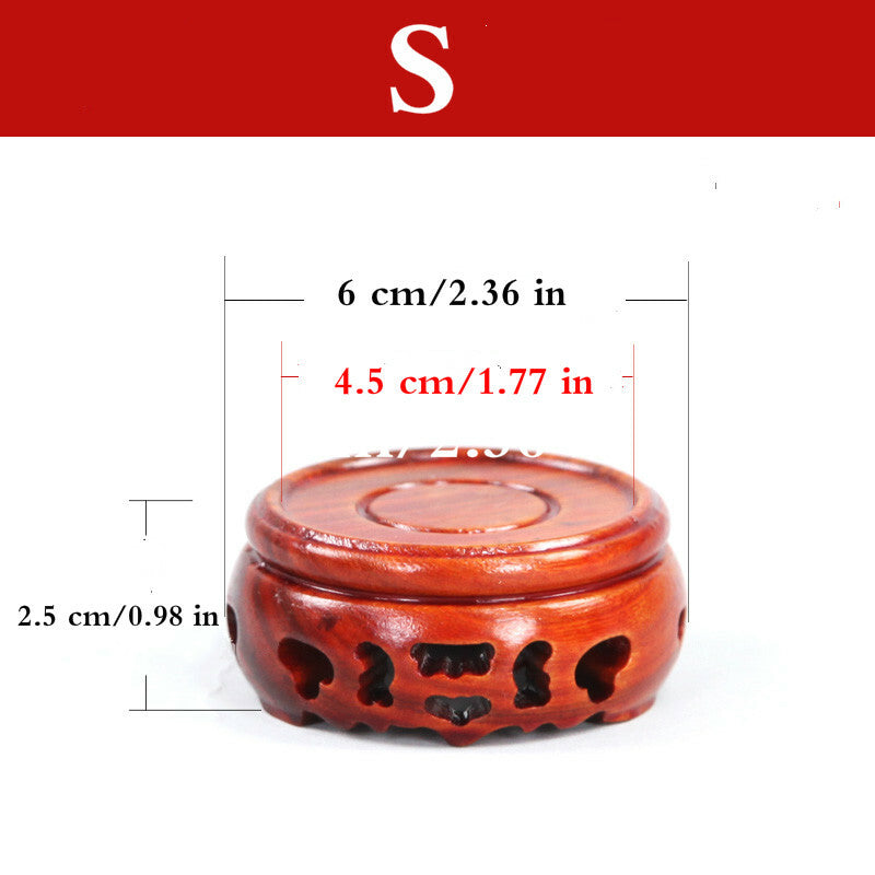 Round Annatto Display Stand Wood Carving Hollow Pedestal Flower Pot Base Crafts