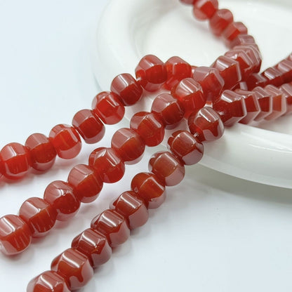 Natural Red Agate Faceted Pumpkin Beads 10x12mm DIY Jewelry Making 40pcs