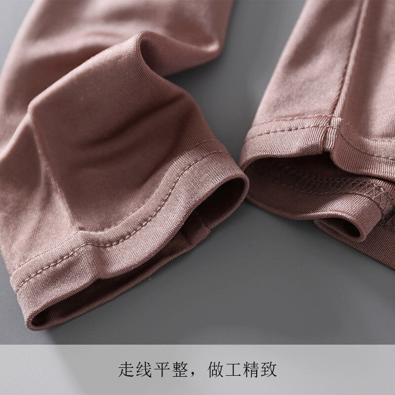 Womens lingerie Mulberry Silk Knitted Round Neck T Shirt Undershirt Long Sleeve