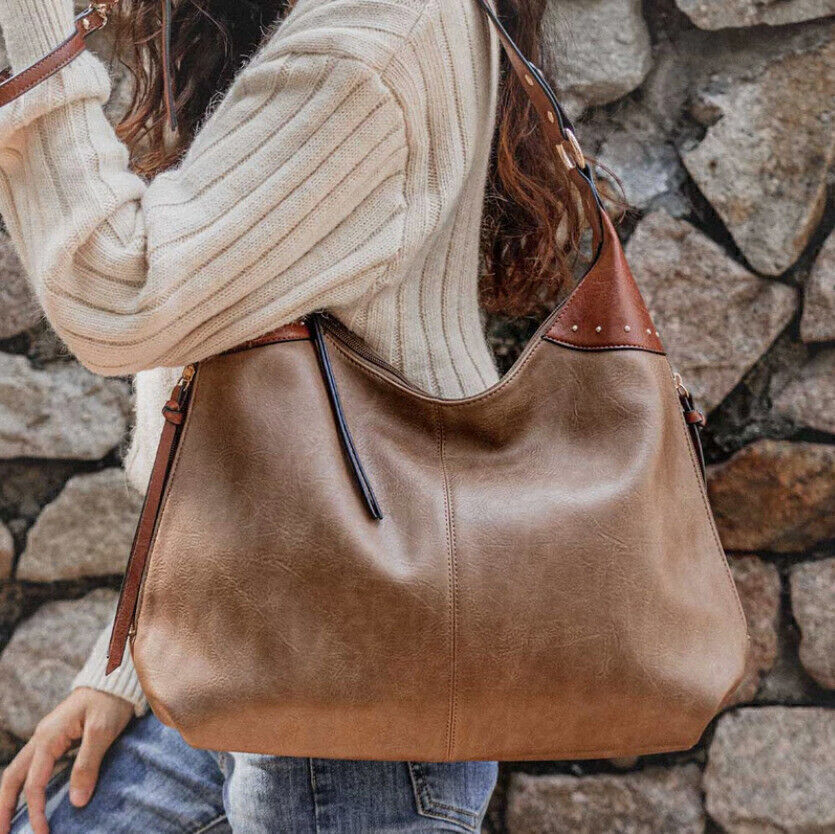 2pcs Celela Women Concealed Carry Studs Hobo Shoulder Handbag Tote Purse Bags