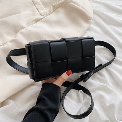 Weave Leather Mini Wallet Luxury Shoulder Bag Fanny Pack Purse Handbag 20*10*5CM