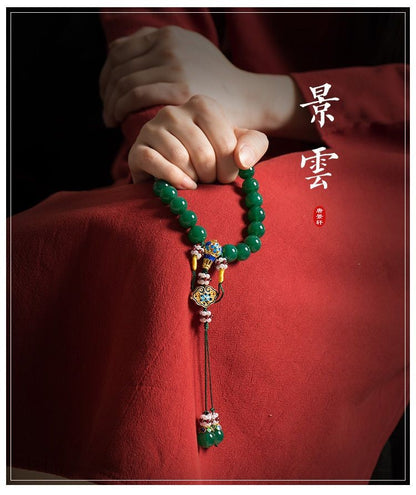 Green Agate Tara Mala Bracelet 10mm 18 Beads Prayer Bead