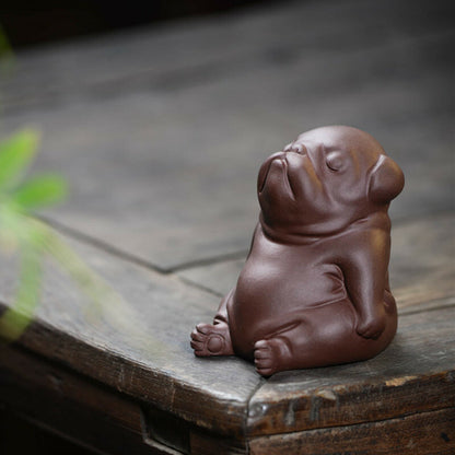 Chinese Yixing Zisha Pottery Lovable Animal Shar Pei Tea Pet Statues
