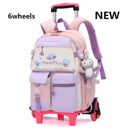 Girls Wheel School Bags Children Primary School Backpack Kids Book Bag Schoolbag