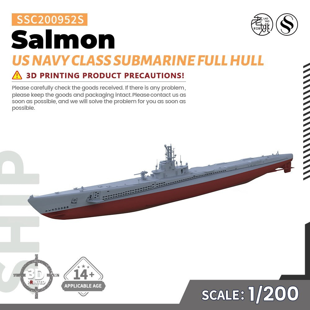 SSMODEL SSC200952S 1/200 Military Model US Navy Salmon Class Submarine Full Hull