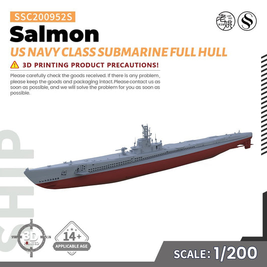 SSMODEL SSC200952S 1/200 Military Model US Navy Salmon Class Submarine Full Hull
