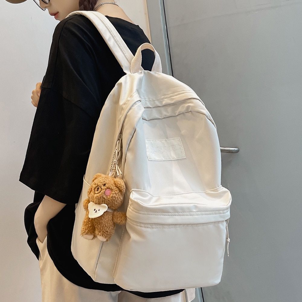 Black Backpack Nylon Teen College Student Backpack Waterproof Bags 32*13*40 CM
