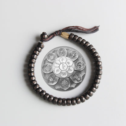 Tibetan Buddhist Handbraided Black Cotton Thread Lucky Knots Bracelet Natural