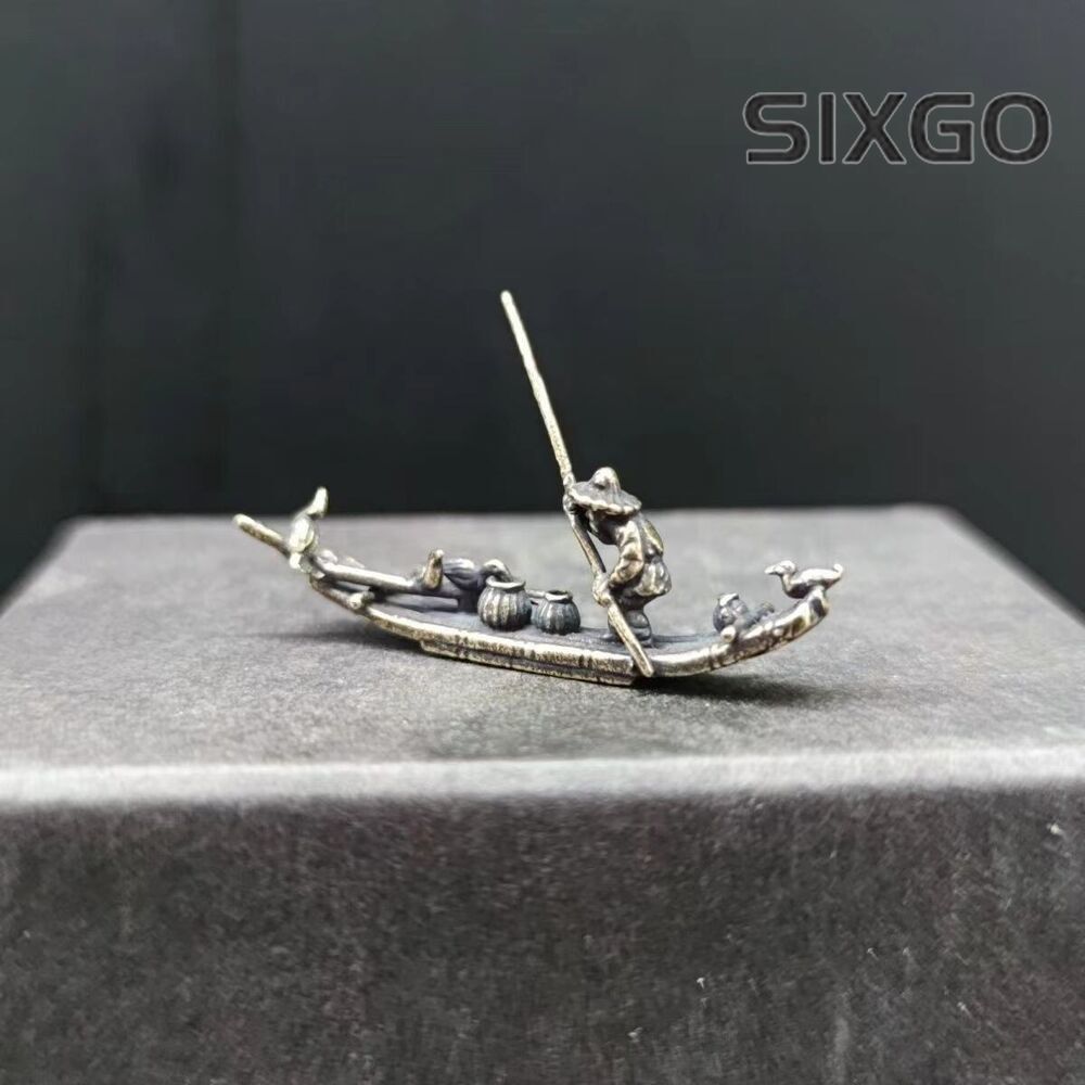 Copper Bonsai Suiseki Micro Landscape Decoration：fish Boat