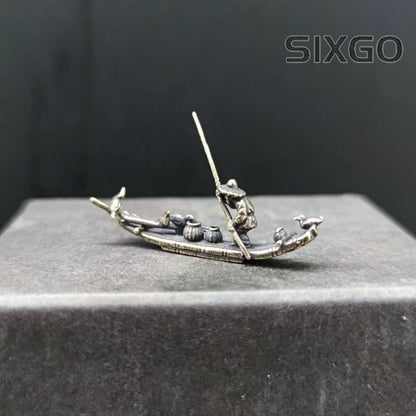 Copper Bonsai Suiseki Micro Landscape Decoration：fish Boat