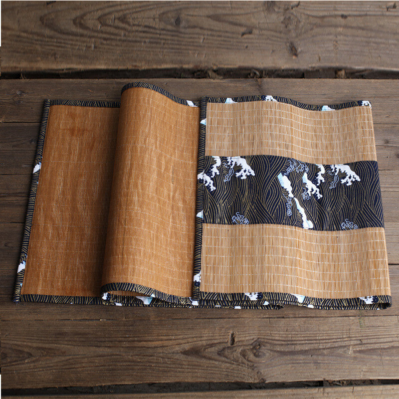 Japanese Table Runner Bamboo Weave Table Cloth Tea Mats Non-Slip Home Decor Chic