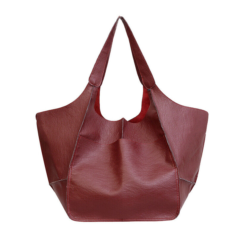 Women Large Capacity Soft Leather Casual Tote Shoulder Bag Retro Shopper Handb