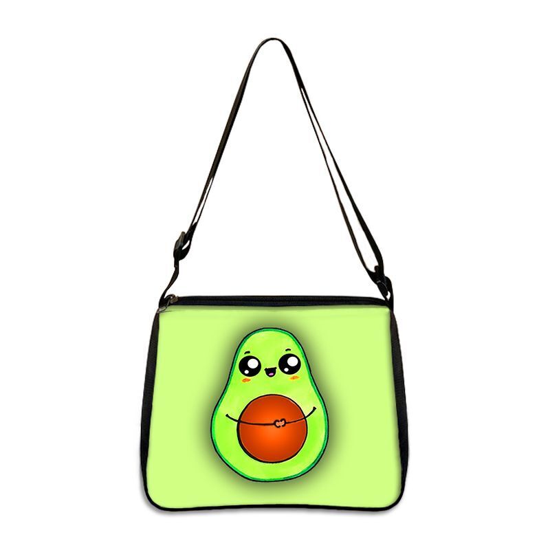 Cute Avocado Lemon Print Shoulder Bags Handbag Clutch Lipstick Purse Storage Bag