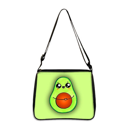 Cute Avocado Lemon Print Shoulder Bags Handbag Clutch Lipstick Purse Storage Bag