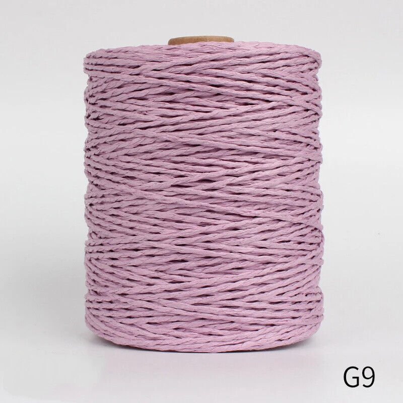 Hand Knitting Yarns 280-300M Natural Raffia Straw Colorful Crochet Threads Rolls