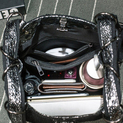 Sequins Leather Laptop Backpack Personality Lock Anti Theft Travel Back Pack 1PC