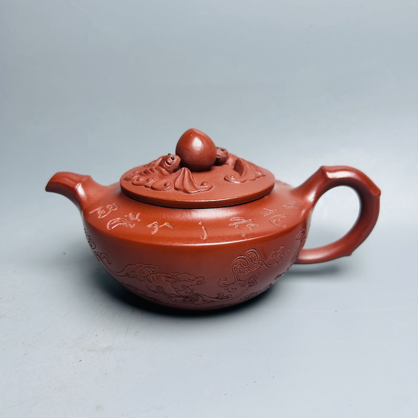 Vintage Chinese Yixing Purple Clay Teapot Zisha Ceremony Carving Collectible Art
