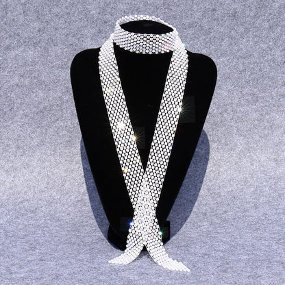 Men Ties Shiny Rhinestones Women Fashion Sequin Party Night Club Bar Accessories
