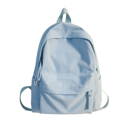 Waterproof Nylon School Bags Solid Color Backpack Anti-theft Shoulder Bag Simple