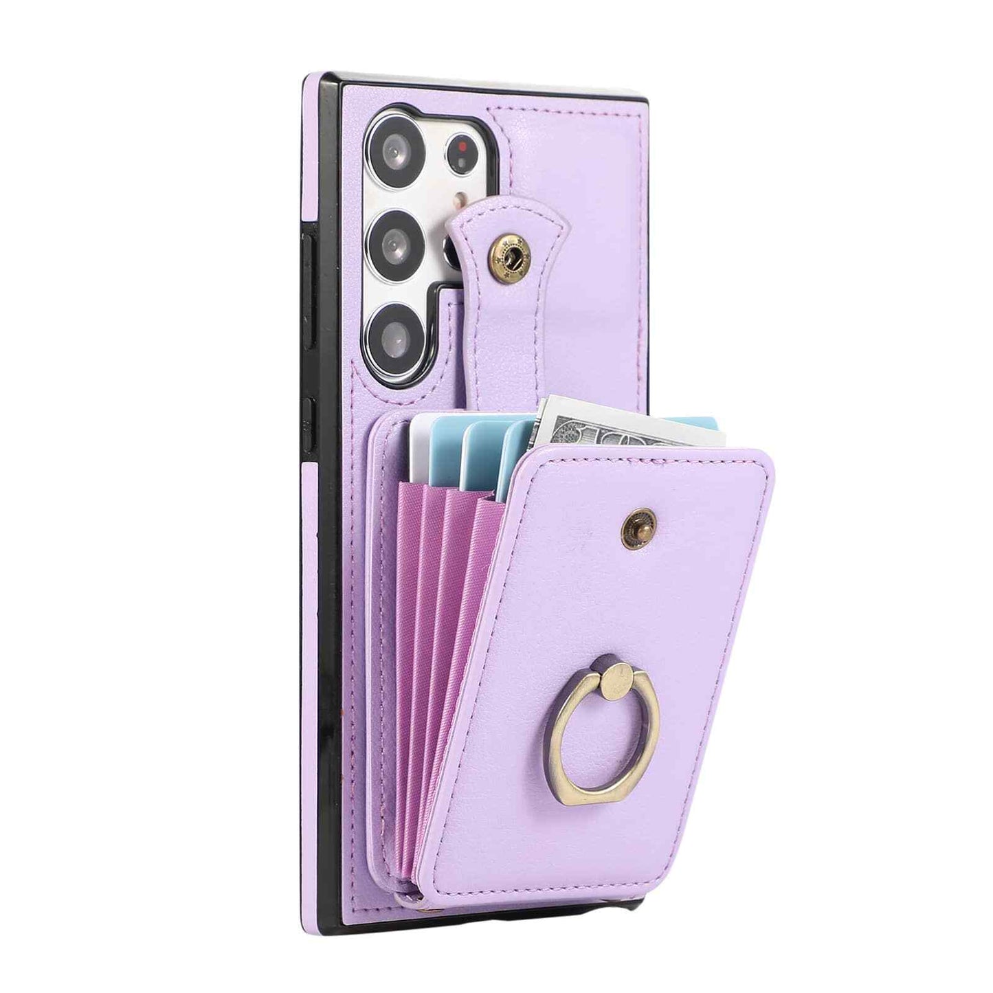 For Samsung Galaxy S25 Ultra/S25+ Case Wallet with Card Holder 360°Rotation Ring