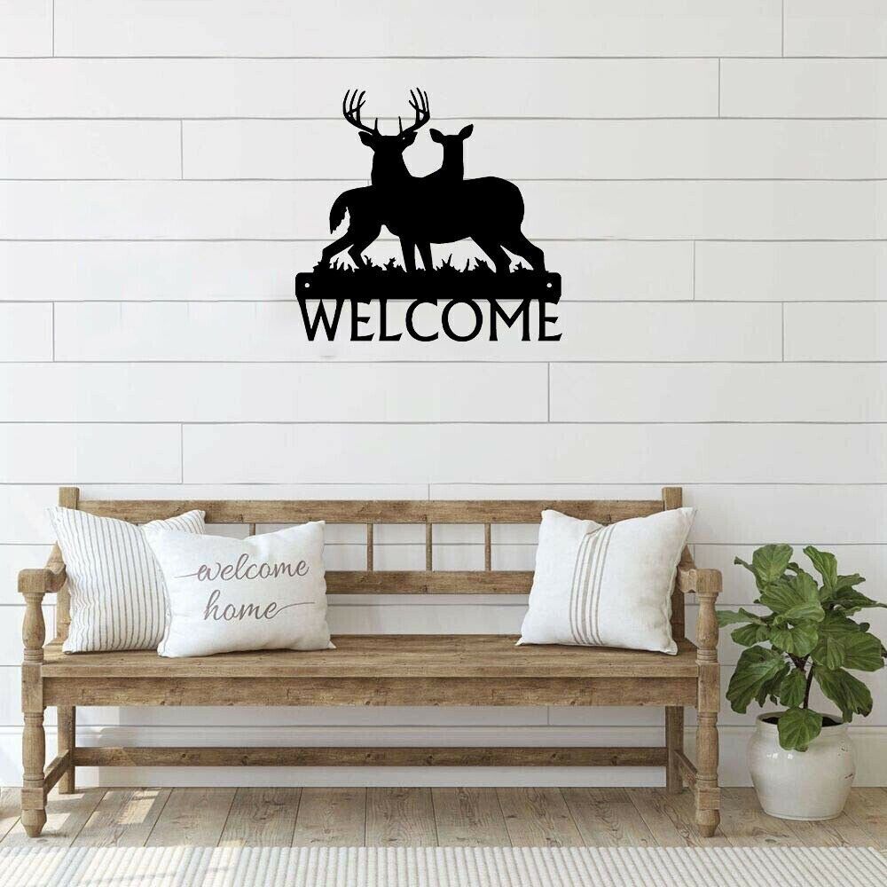 Deer Buck Artwork Shape Wall Stickers Family Shape Welcome Sign Artwork