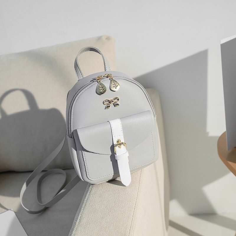 Mini Backpack Synthetic Leather Small School Bag Bow-knot Hollow Purse 17*8*19CM