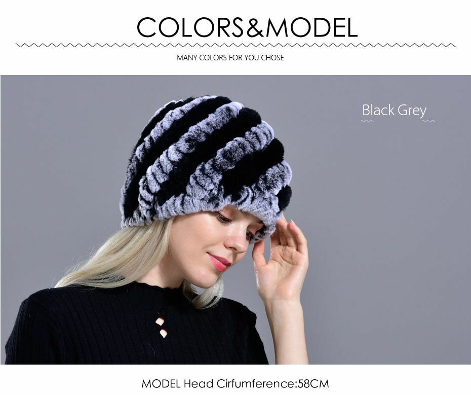 Fur Hats Rabbit Winter Womens Russian Real Knitted Cap Warm Beanie Fashion Solid