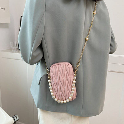 Pearl Shoulder Women's Bag Flap Crossbody Bags Women Female Handbags