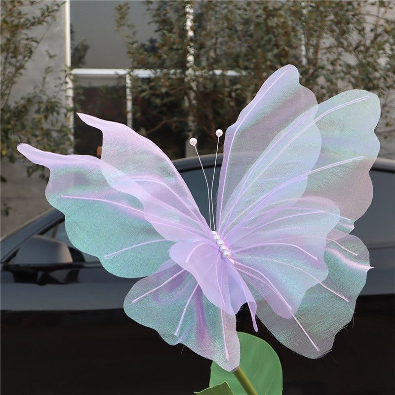 Simulation Flower 50cm Large Mesh Butterfly Display DIY Wedding Decoration Props