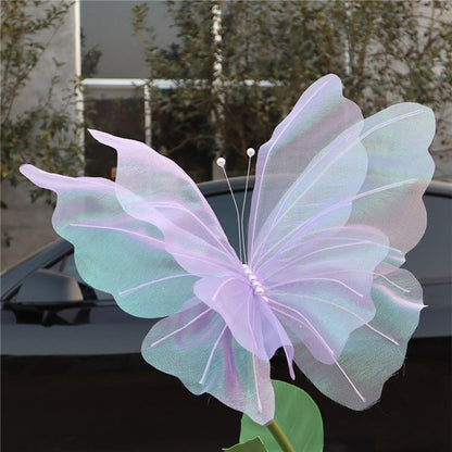 Simulation Flower 50cm Large Mesh Butterfly Display DIY Wedding Decoration Props