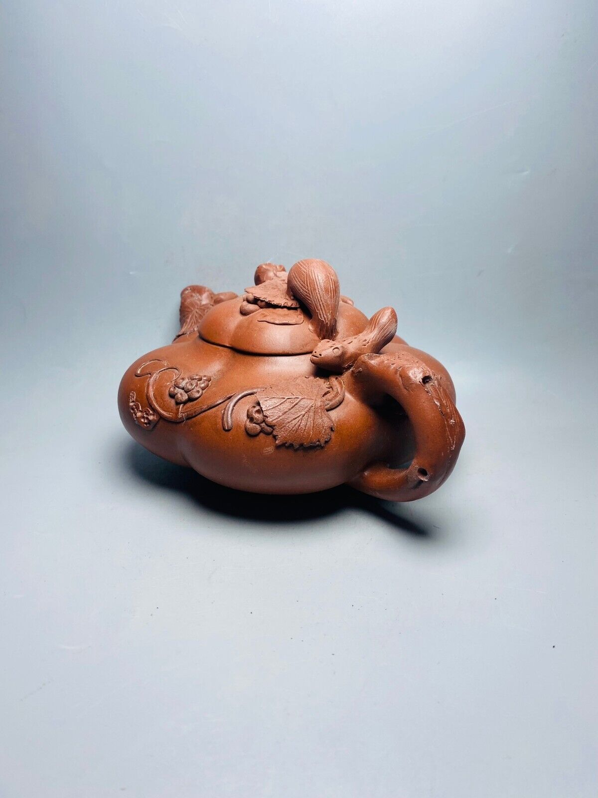 Chinese Yixing Zisha Clay Handmade Exquisite Teapot （树纹瓜壶 底款：蒋蓉）