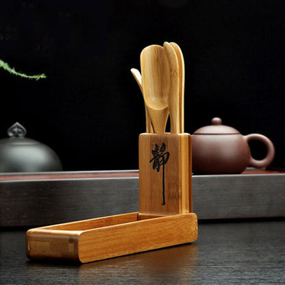 Bamboo Kung Fu Tea Set Tea Spoon Clamp Needle 120 Degrees Tool Box Tea Infusers