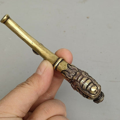 Old brass copper inlay gemstone handmade Cigarette holder Smoking tools