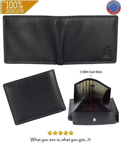 Brand New Authentic RFID Blocking Black BI-Fold Genuine Leather Mens Wallet