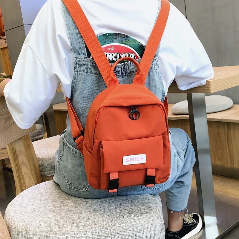 Waterproof Backpack Trendy Women Fashion Shoulder Bag Small Nylon School Bag 1PC