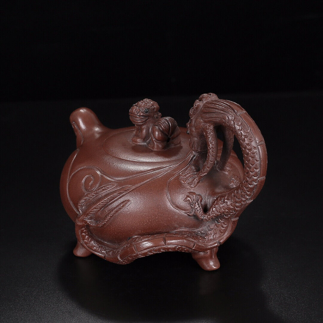 l-0Chinese Yixing Zisha Clay Handmade Exquisite Teapot （龙腾盛世 底款：徐汉棠）